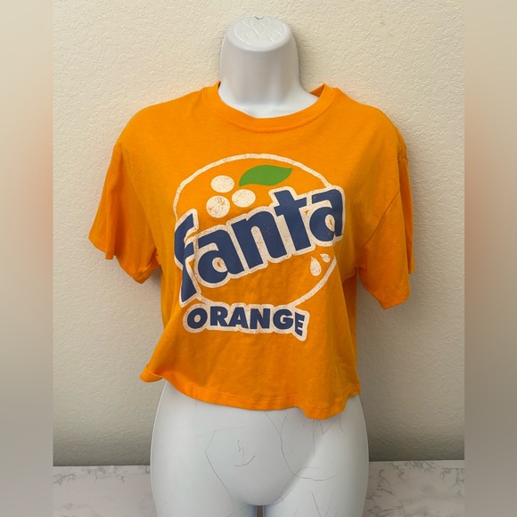 Coca Cola Tops - Coca-Cola Brand Fanta Orange Soda t-shirt Sz S Short sleeve Cropped Pullover